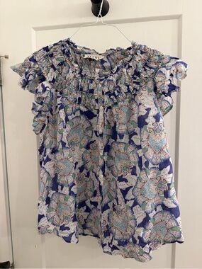 M.A.B.E. Seafoam Floral Ruffle Blouse